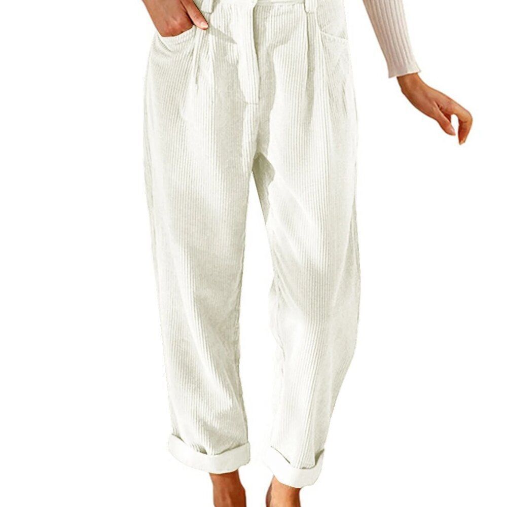 FREE PEOPLE High Rise Tapered Leg Corduroy Pleated Trouser Pants Sz 10 - Picture 1 of 4